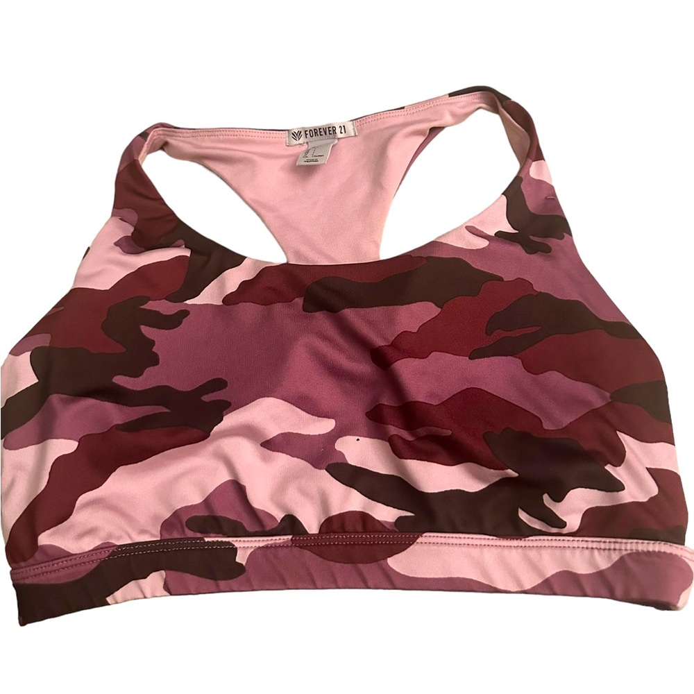 Forever 21 Camouflage Sports Bra Pink L